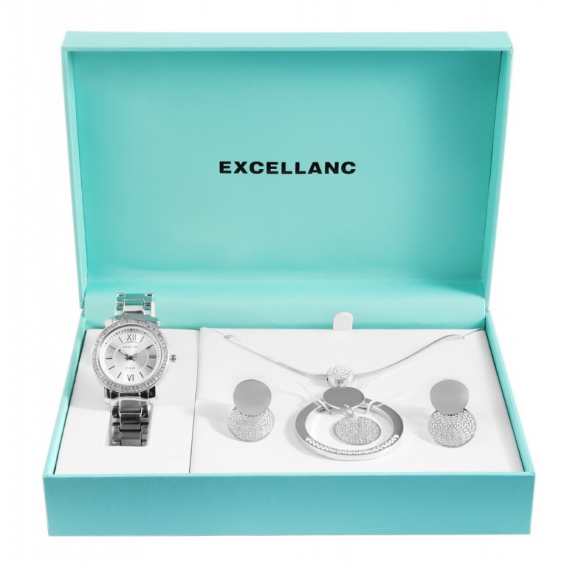 Excellanc ladies watch gift set with necklace and stud earrings 1800175-002