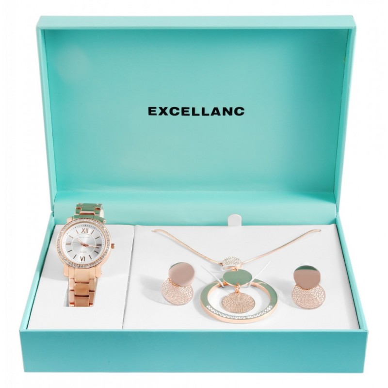 Excellanc ladies watch gift set with necklace and stud earrings 1800175-003
