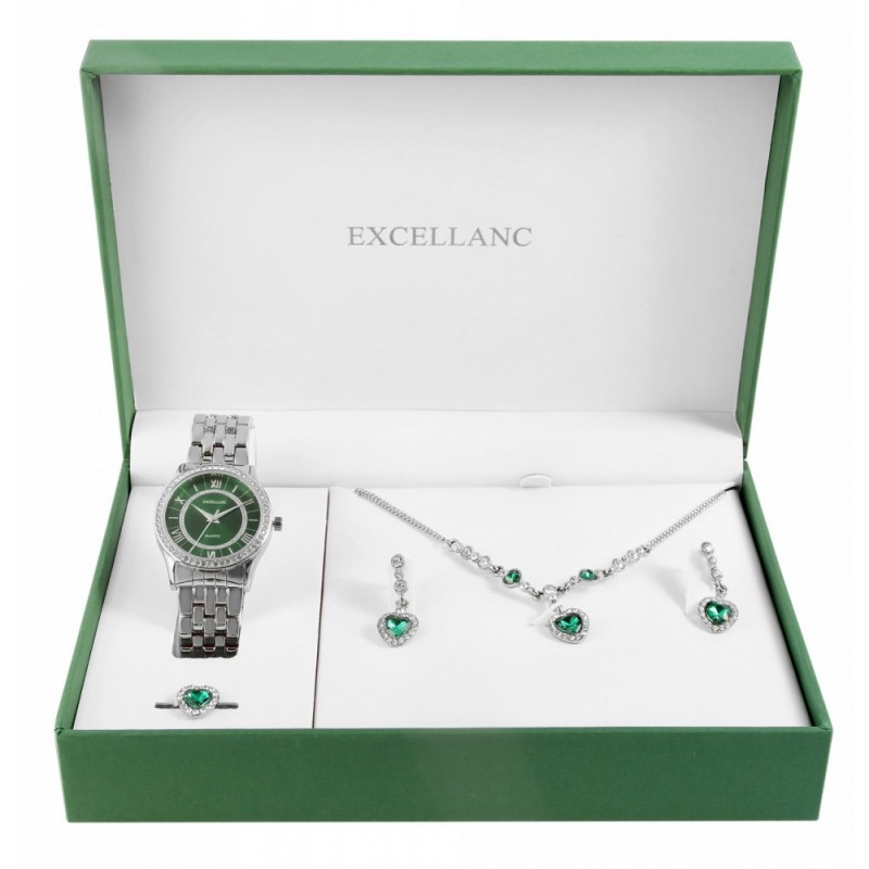 Excellanc ladies watch gift set with necklace, ring and earrings 1800220-006