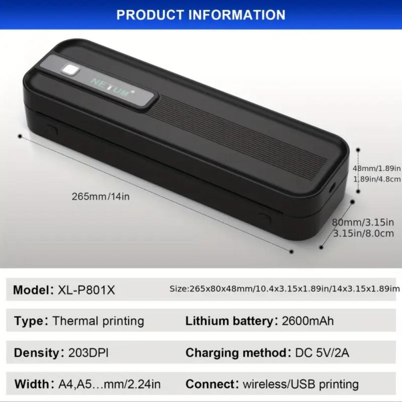 NETUM A4 Portable Thermal Printer NQ2484461